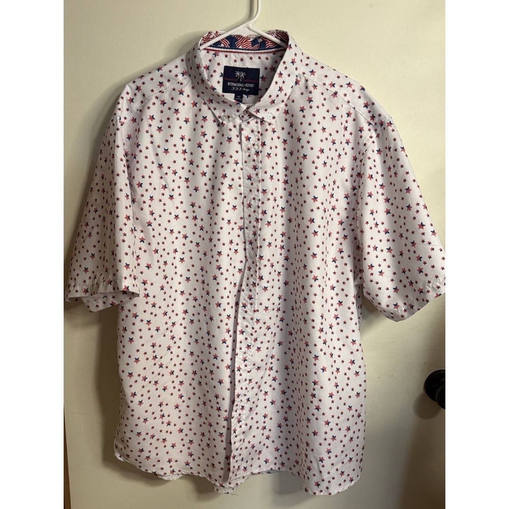 International Report 3XL Slim  Fit Men Patriotic Star button down shirt